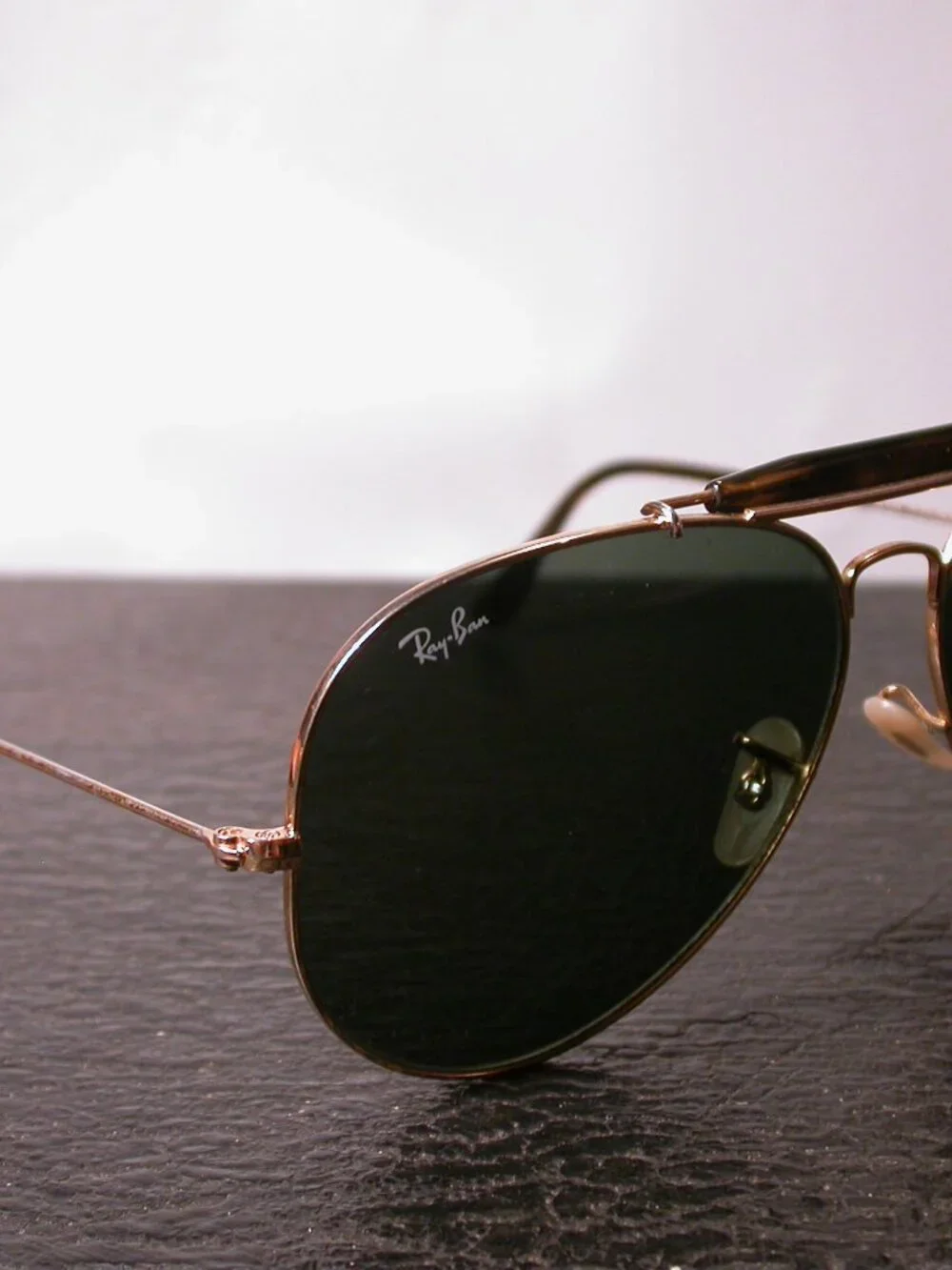 Ray Ban Outdoorsman Gold Metal Aviator Wrap Shades Sunglasses Made in Italy